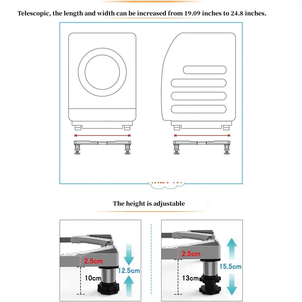 Silver Adjustable Mini Fridge Stand V2005