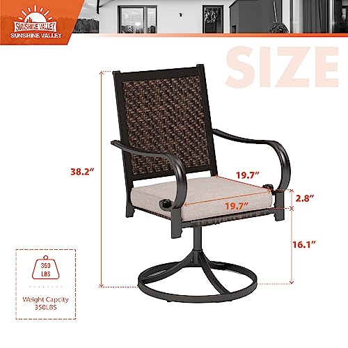 Wicker Patio Swivel Dining Chairs Set of 2 B503016