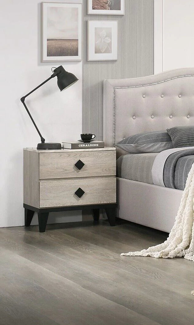 Cream Color Dresser Mirror Nightstands Chest 5pc Bedroom Set R33311
