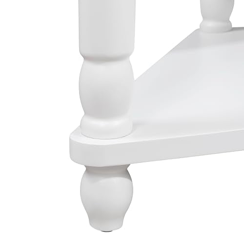 Triangle Side Table with Drawer and Storage Shelves (Milk White) T501775