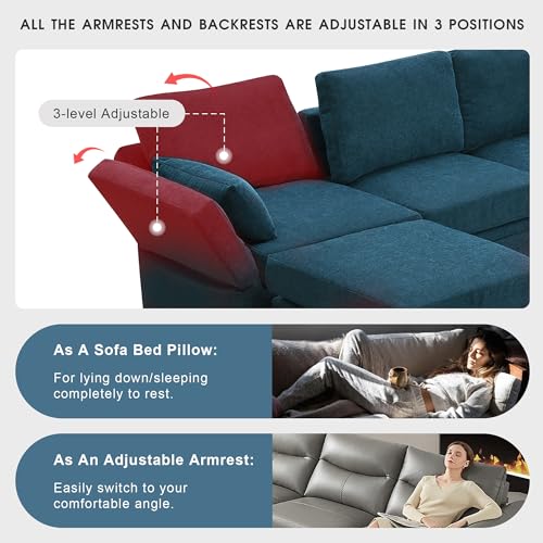 Grey Chenille U-Shaped Sectional Sofa with Storage Seats I914