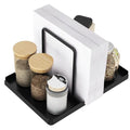 Black Metal Napkin Holder with Salt and Pepper Shakers Caddy E470515