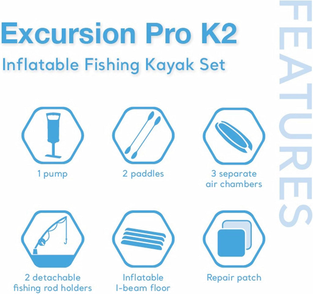 Inflatable Kayak Set with Paddles and Pump – 2-Person – 400lb Weight Capacity X900421