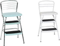 Teal and White Retro Chair with Step Stool Y881