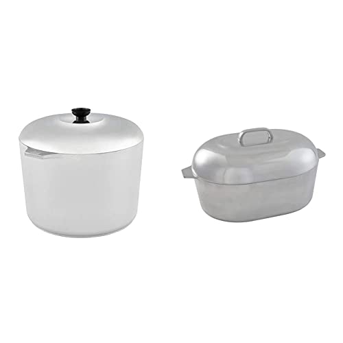 Heavy Duty Aluminum Stock Pot 14 Quart and Oval Roaster 18" G93696