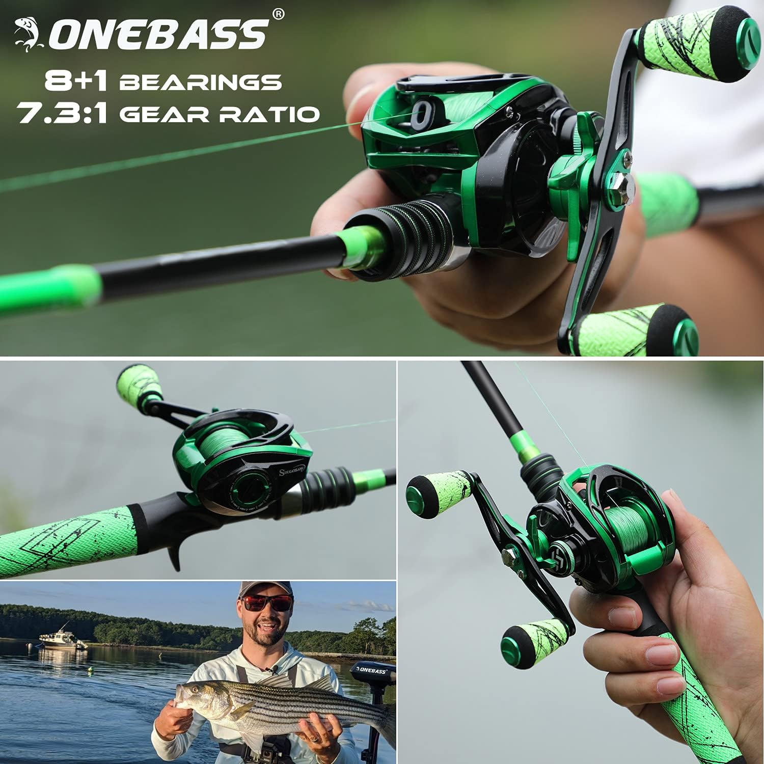 Medium Fast Baitcasting Fishing Rod and Reel Combo, 24-Ton Carbon Fiber 2 Pieces I337029