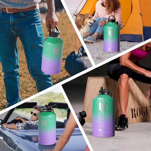 Black 128oz Stainless Steel Insulated Water Bottle with Straw O896
