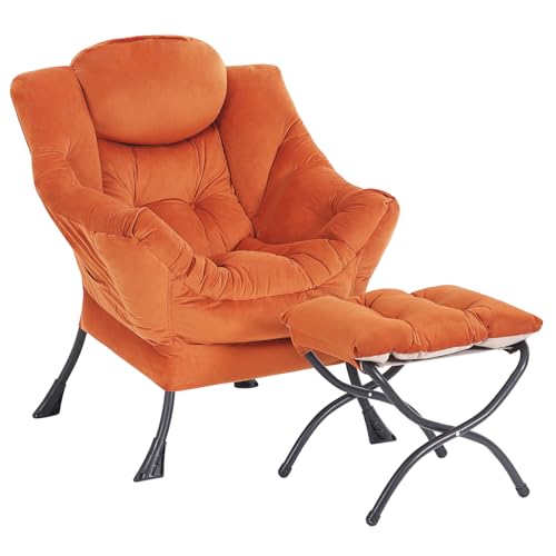 White Grey Accent Chair with Ottoman U28071