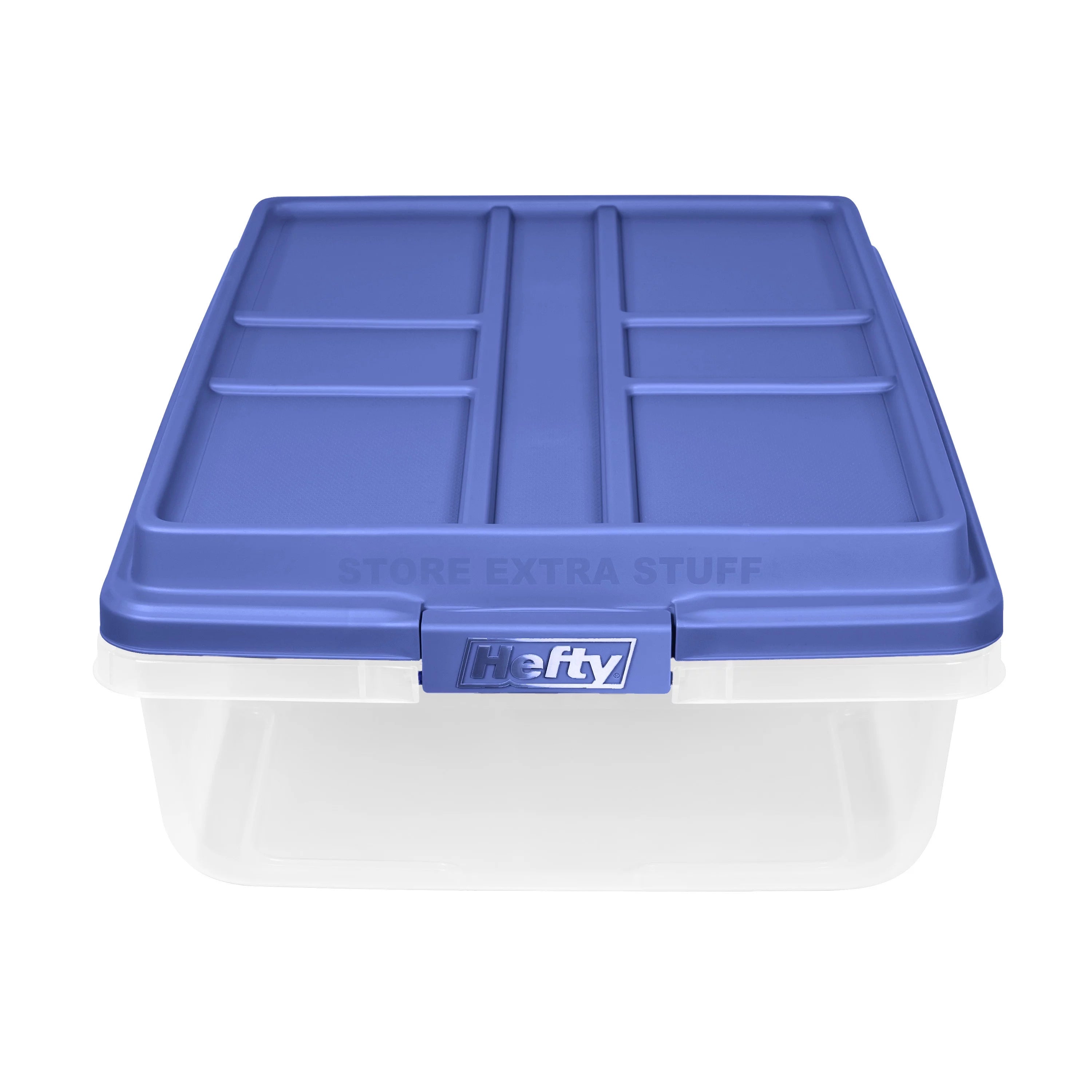 40 Qt Clear Plastic Storage Bin with Blue Lid, 6 Pack L637