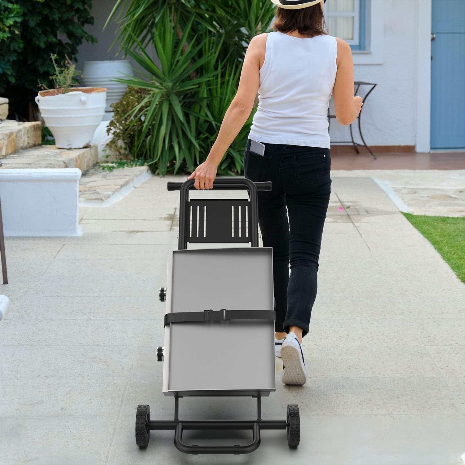 Folding Grill Cart with Side Shelf L62046