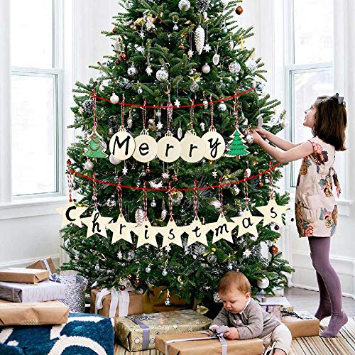 40pcs Unfinished Wood Slices with Holes Christmas Ornaments O144