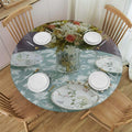 Round Vinyl Fitted Tablecloth with Flannel Backing Elastic Edge Design Table Cover T105