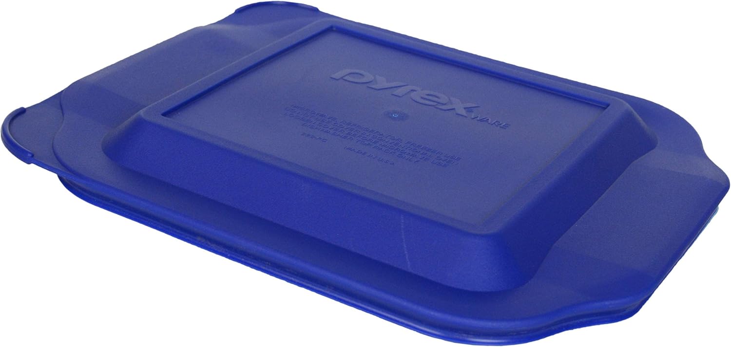2 Square Glass Baking Dishes with 2 Blue Lids A192135