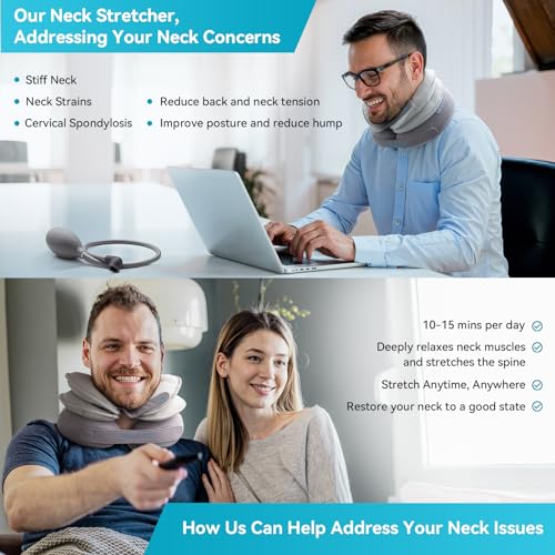 Cervical Neck Traction Device, Inflatable Neck Stretcher, Adjustable Neck Brace with Removable Air Pump F670