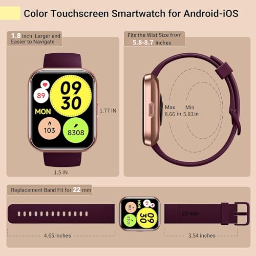 1.8'' Fitness Tracker Smart Watch Black F8105