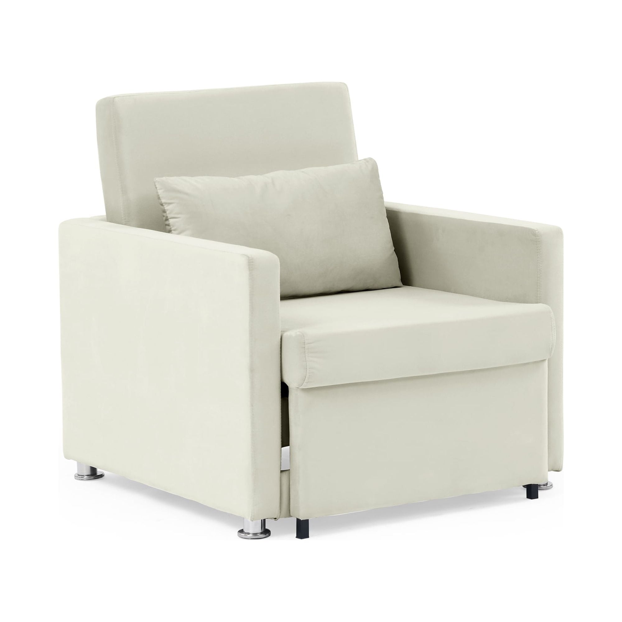Beige Velvet Convertible Chair Bed K4253