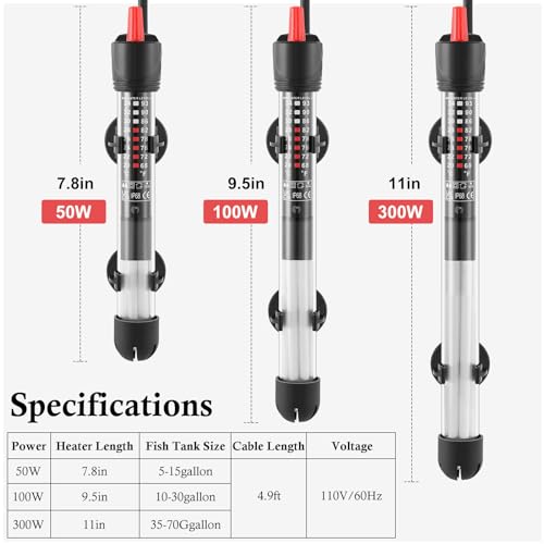 50W Submersible Glass Aquarium Heater T102