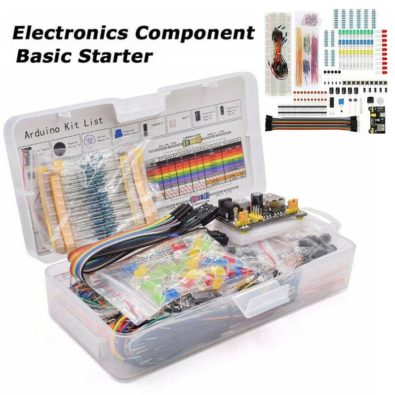 Basic Component Starter Kit with Breadboard Power Supply Jumper Wires Resistors Capacitors LED Z9824