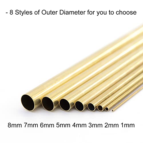 Brass Round Tube 0.2mm Wall Thickness 300mm Length Metal Seamless Straight Pipe Tubing 3pcs R443