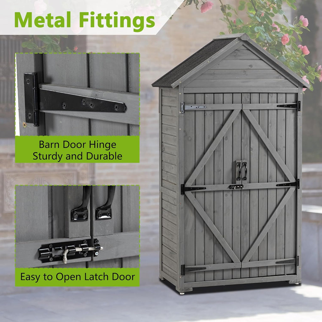 Outdoor Wooden Storage Shed with Lockable Door S37995