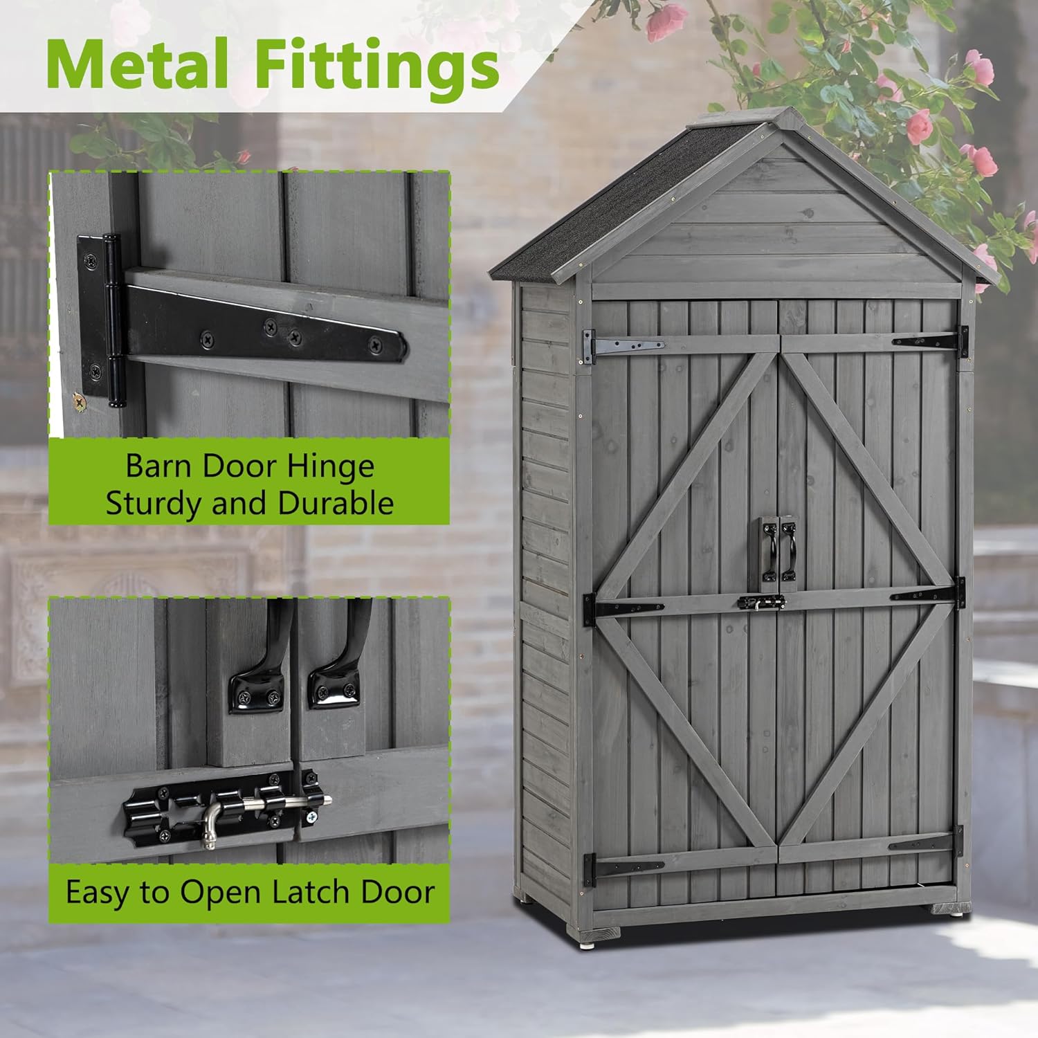 Outdoor Wooden Storage Shed with Lockable Door S37995