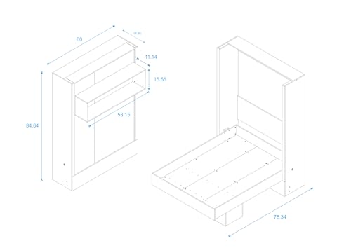White Full Murphy Wall Bed with Shelf W5318