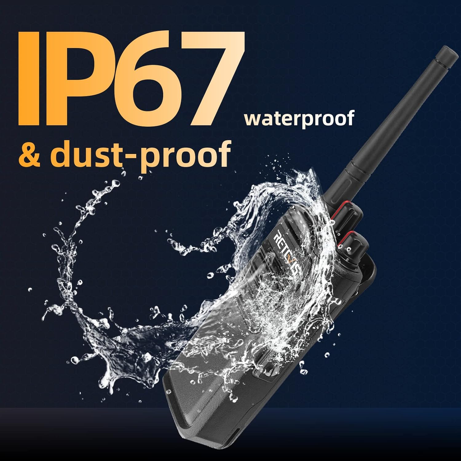 Waterproof GMRS Two Way Radios Rechargeable 1800mAh 2 Pack V57637