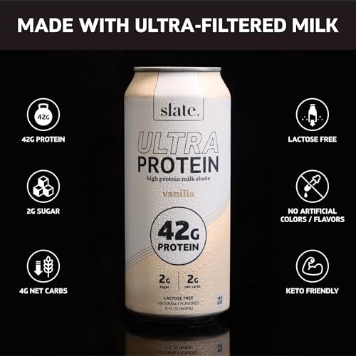 Chocolate High Protein Shake, 42g Protein, 2g Sugar, 200 Calories, 4g Net Carbs, Lactose Free, 15 fl oz, 12 Cans H674
