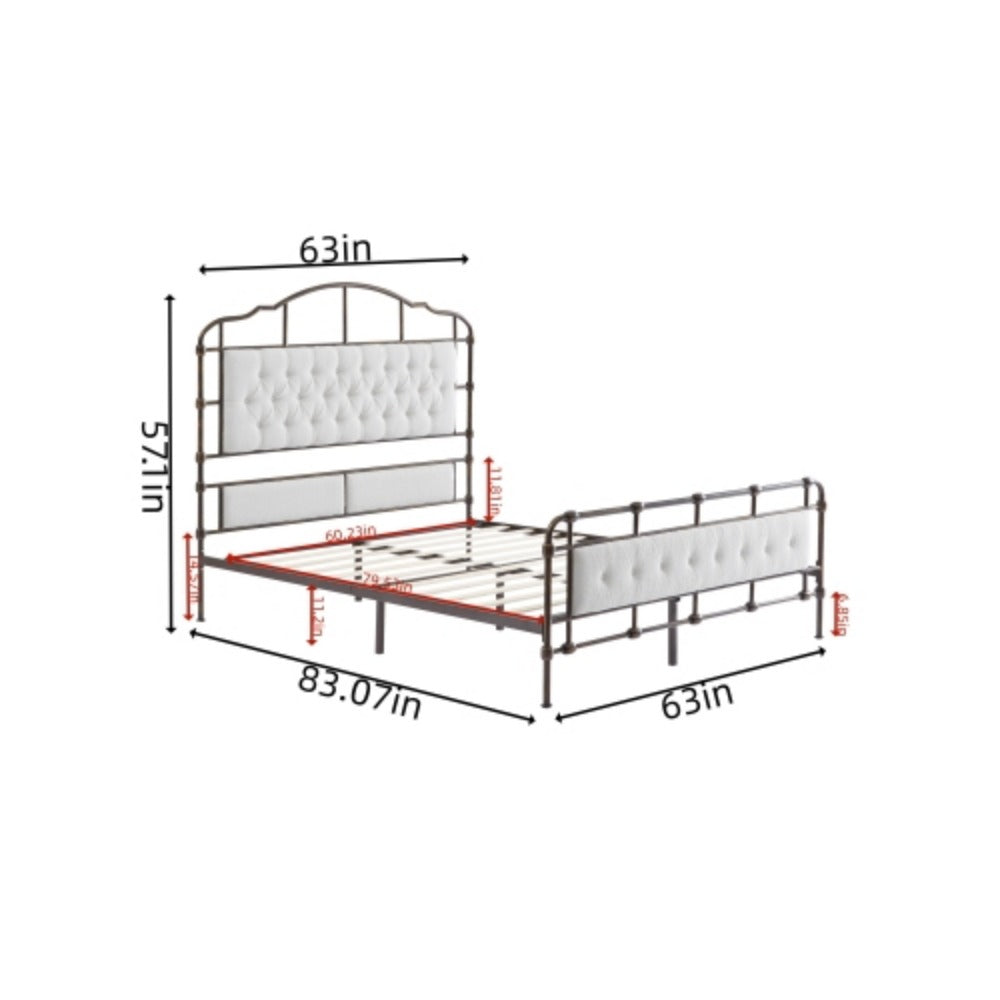 Queen Size Metal Bed Frame with Foam Head and Tail L170