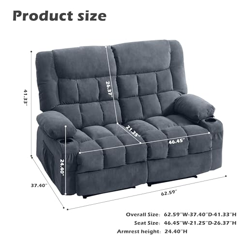 2 Seat Manual Reclining Loveseat with Cup Holders I3498