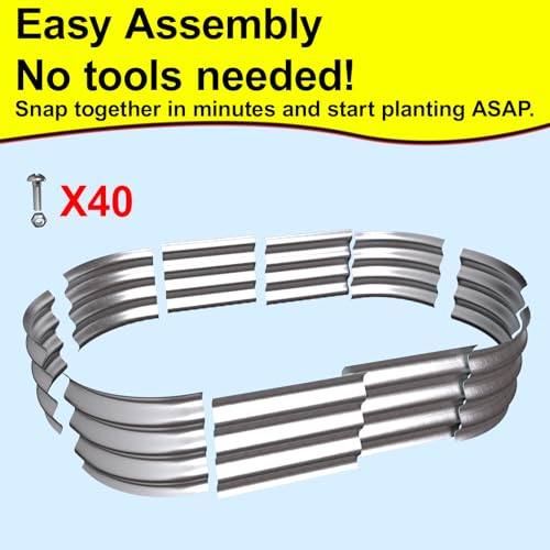 Galvanized Raised Garden Bed Kit, 4x2x1ft Oval Metal Planter L6456