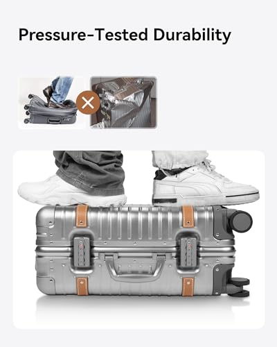 Silver 20 Inch All Aluminum Carry On Luggage with Wheels L477