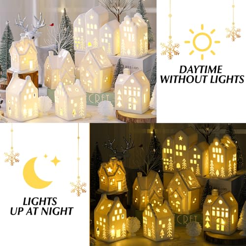 26 Pcs Ceramic Christmas Village Set with LED Houses H280