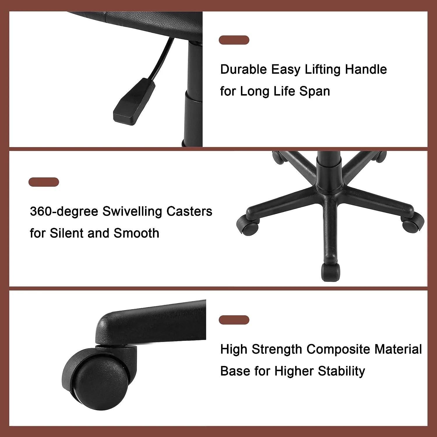 Black Adjustable Height Ergonomic Swivel Office Chair P284057