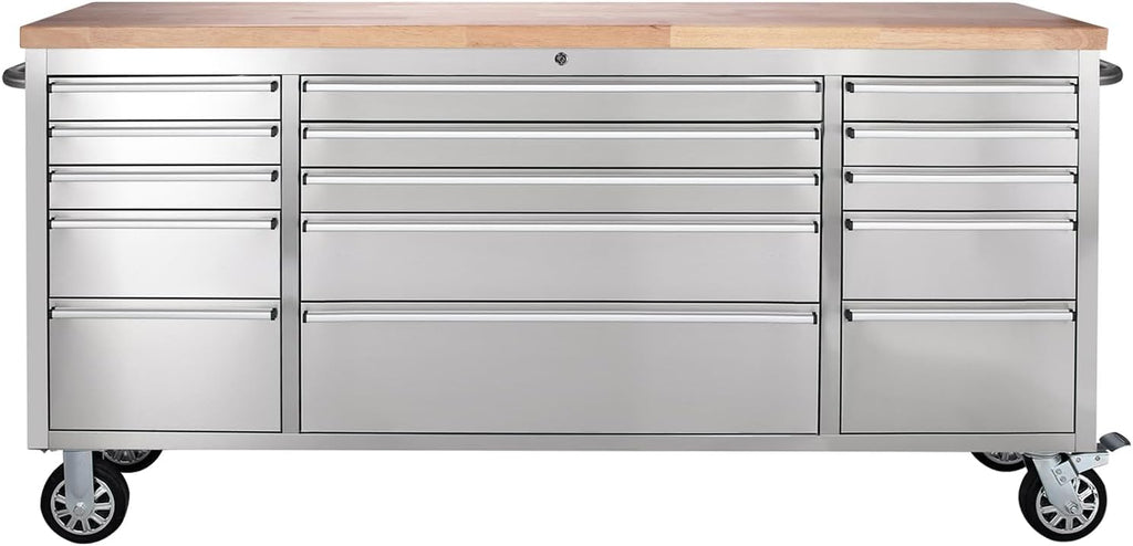 72-inch Stainless Steel Rolling Tool Chest with 15 Drawers A71744