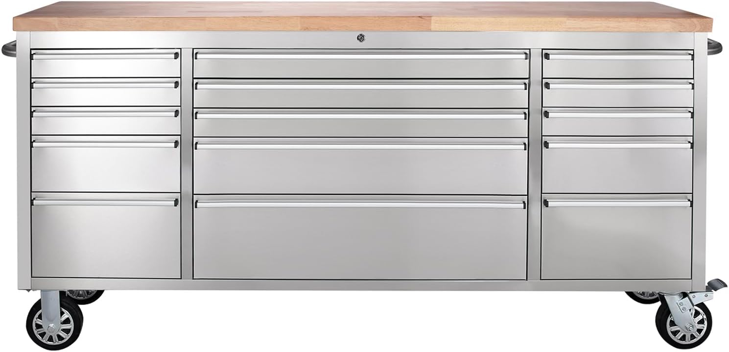 72-inch Stainless Steel Rolling Tool Chest with 15 Drawers A71744