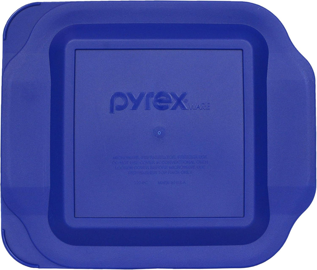 2 Square Glass Baking Dishes with 2 Blue Lids A192135