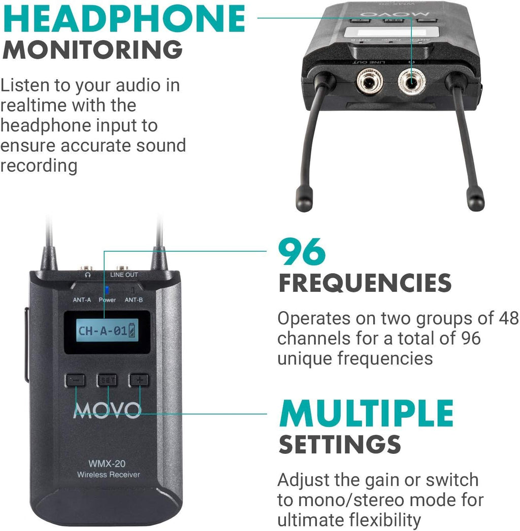 48-Channel UHF Wireless Lavalier Microphone System with 1 Receiver, 1 Transmitter, and 1 Lapel Microphone V6577
