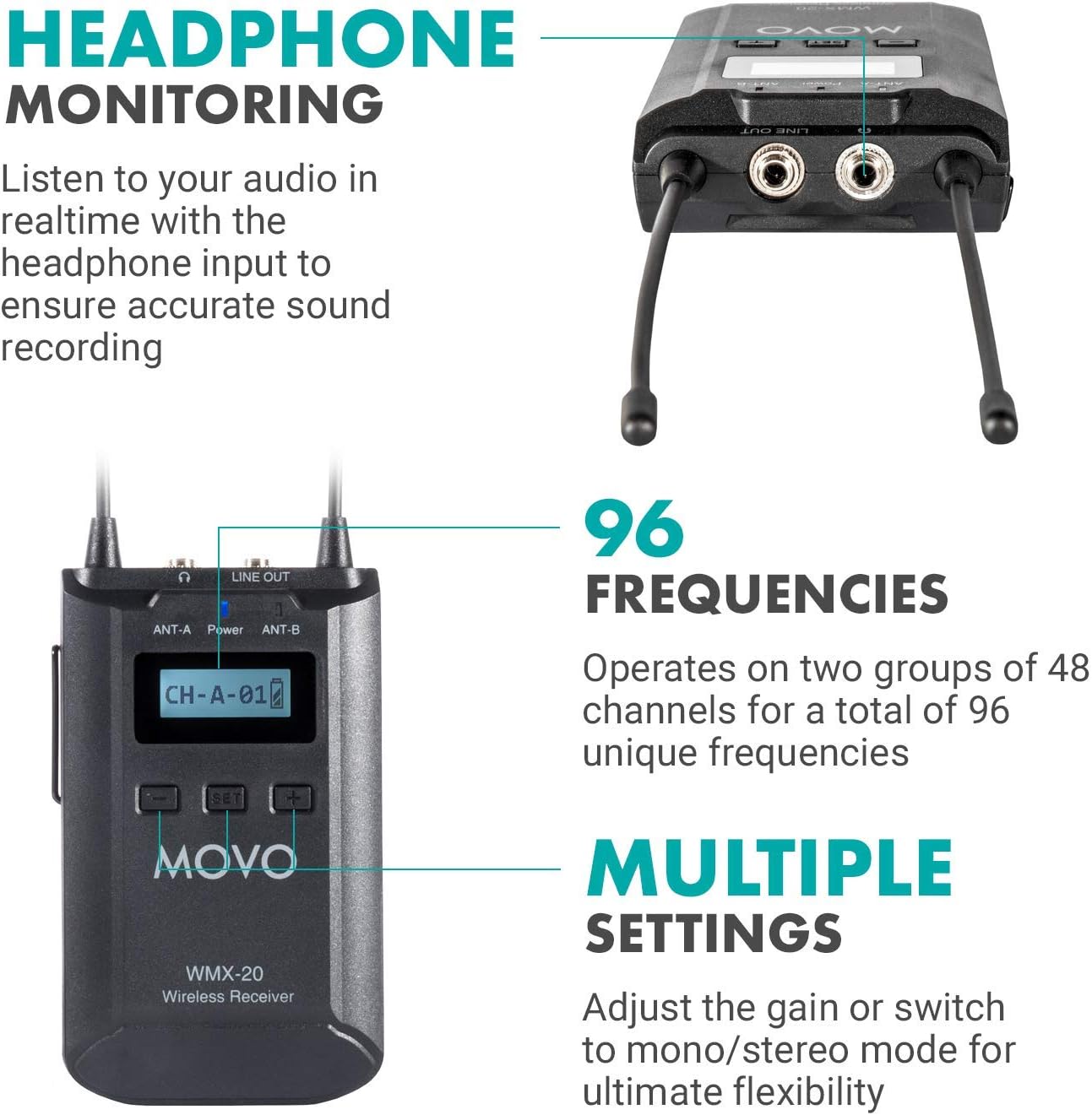 48-Channel UHF Wireless Lavalier Microphone System with 1 Receiver, 1 Transmitter, and 1 Lapel Microphone V6577