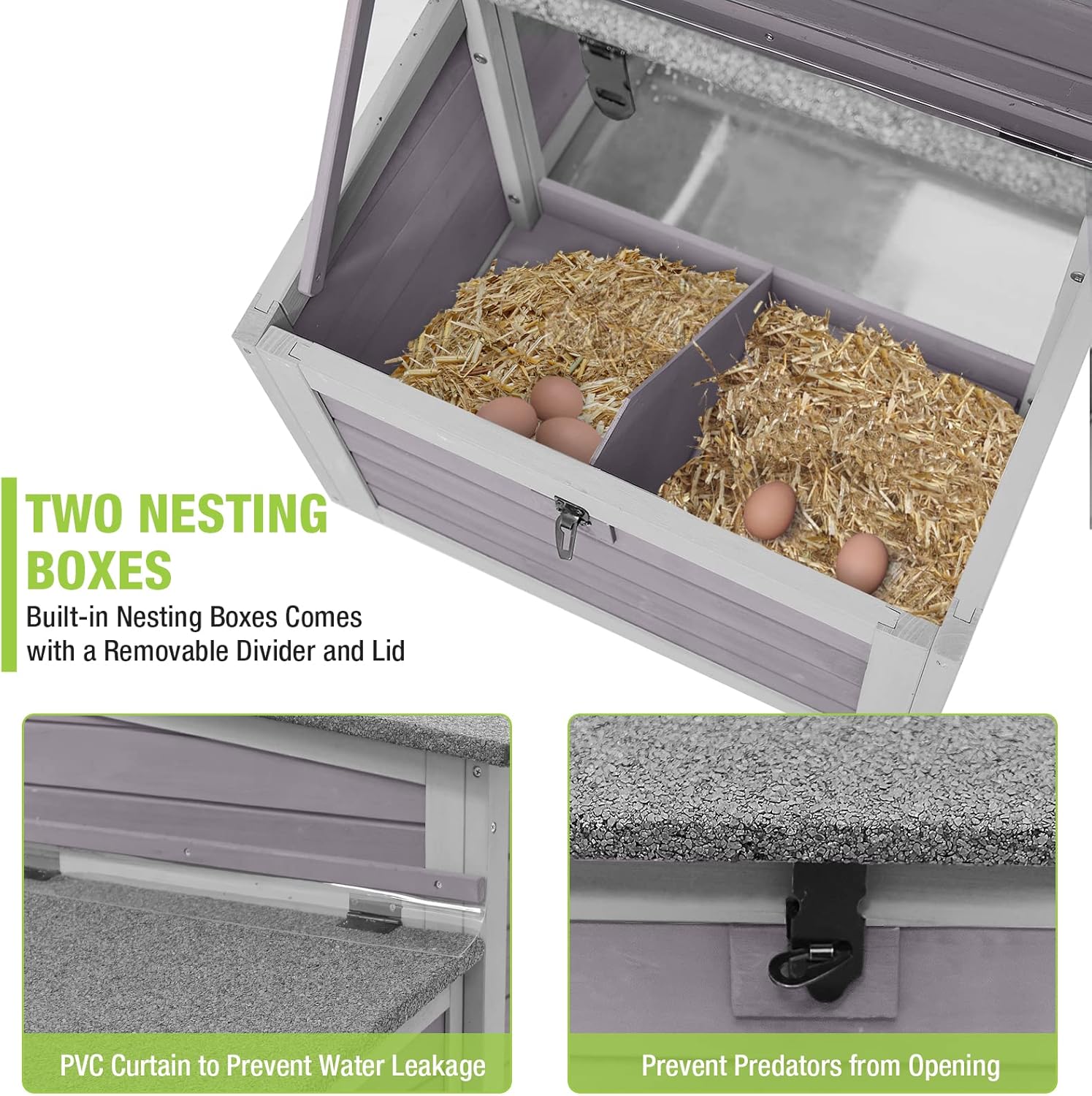 Chicken Coop Wooden Hen House with Large Nesting Box R701