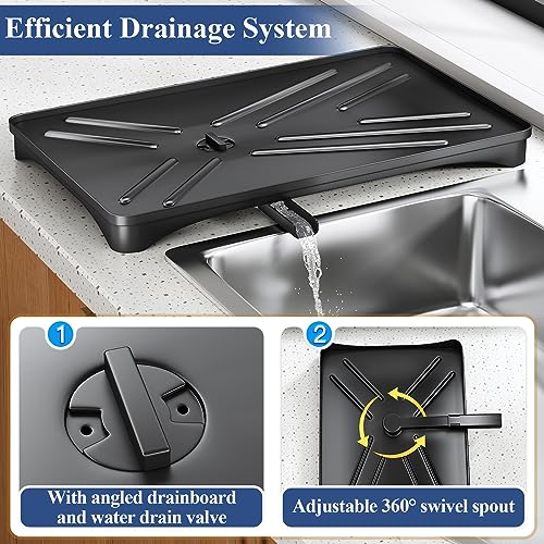 White Large Dish Rack with Drainboard and Utensil Holder S942790