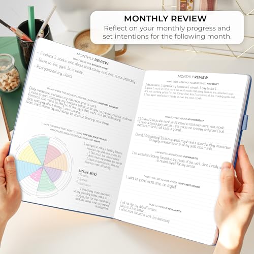 Undated Weekly & Monthly Life Planner with Time Slots, A4 (Black) D55526
