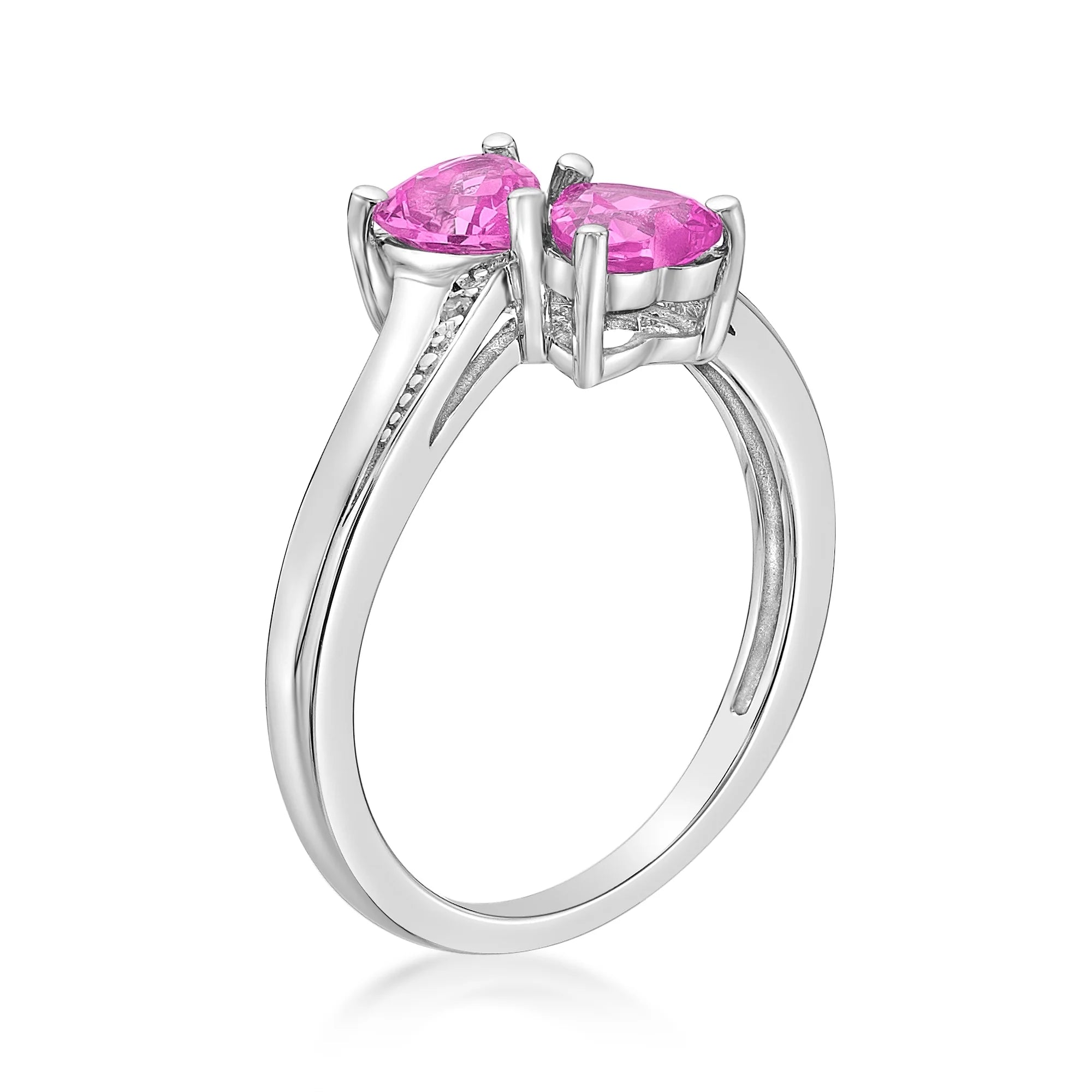 1.10 Ct Heart Pink Sapphire Diamond Accent 925 Sterling Silver Ring Size 7 H3791
