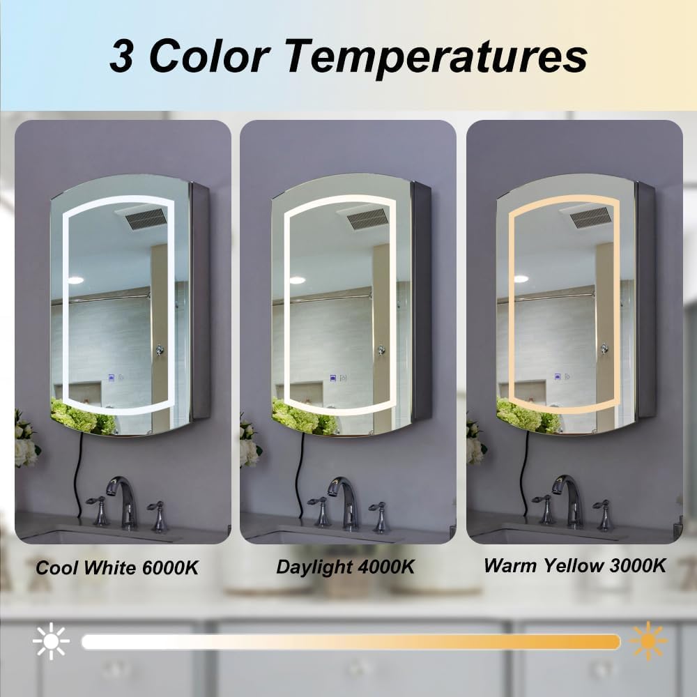 Oval Lighted Medicine Cabinet with Mirror B610