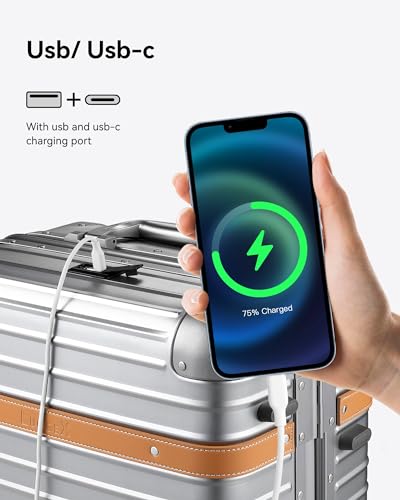 Silver 20 Inch All Aluminum Carry On Luggage with Wheels L477