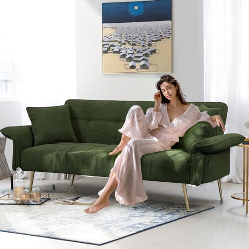 Beige Teddy Futon Sofa Bed with Memory Foam A270297