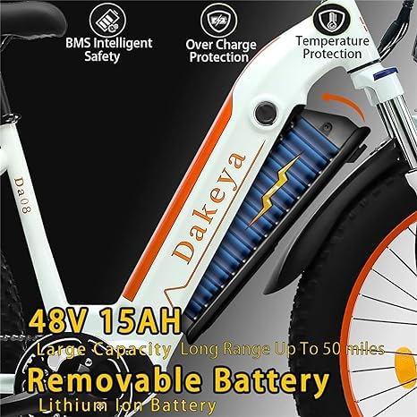 Electric Bike, 1000W Brushless Motor, 48V 15AH Removable Battery, 26" x 4.0 Fat Tire, 7-Speed Gear, LCD Digital Display X7123
