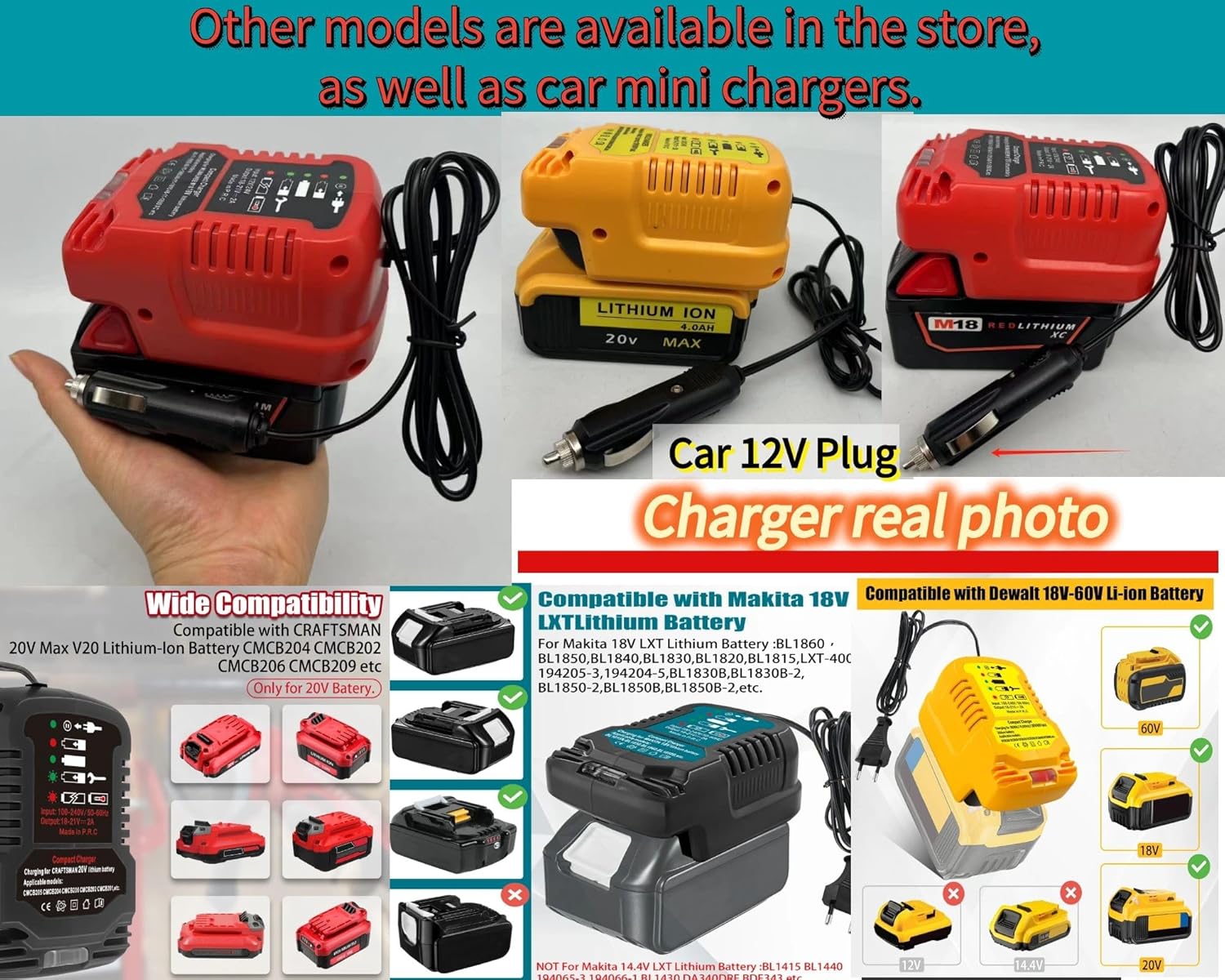 Portable Mini Fast Charger Adapter for 40V Battery A3306