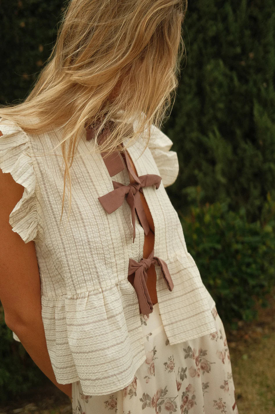 Tie Front Blouse in Mocha I804