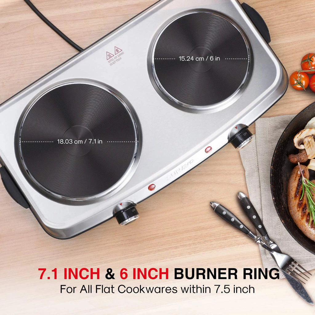1800W Electric Double Burner Stainless Steel Hot Plate A51226